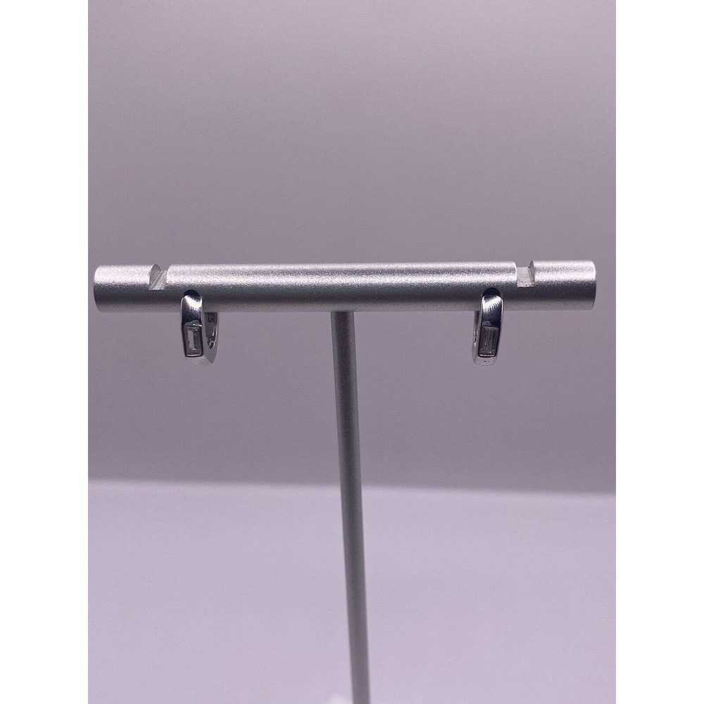 Octagon Hoop Earrings With Rectangle CZ